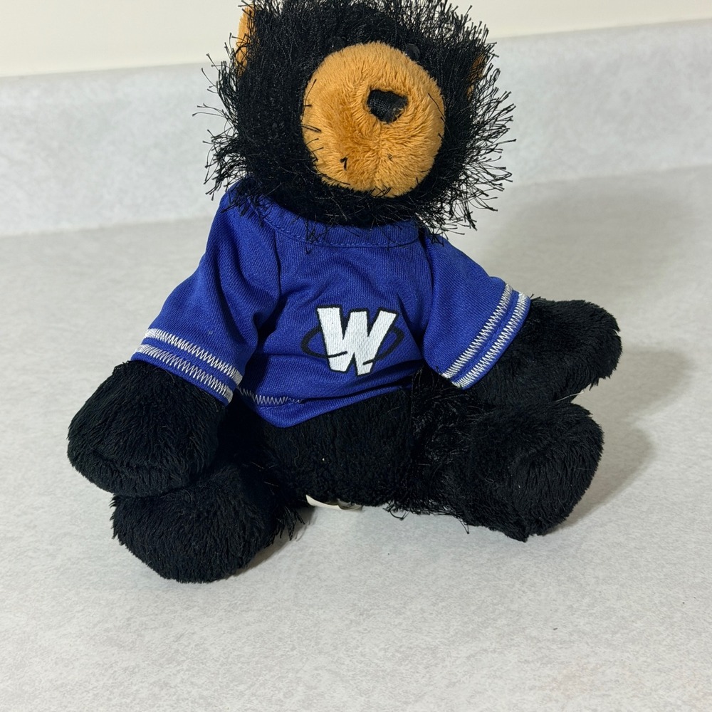 Ganz Webkinz Black Bear Plush Stuffed Animal Blue Jersey W Logo BW199G HM004